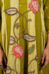 Handloom Kali top with kalamkari patch work with cotton loose pant