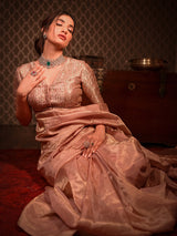 A Show Stealer on its Own: Tissue Saree with Brocade Blouse