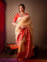 An Alluring Symphony of Gold in a Tissue Banarasi Saree