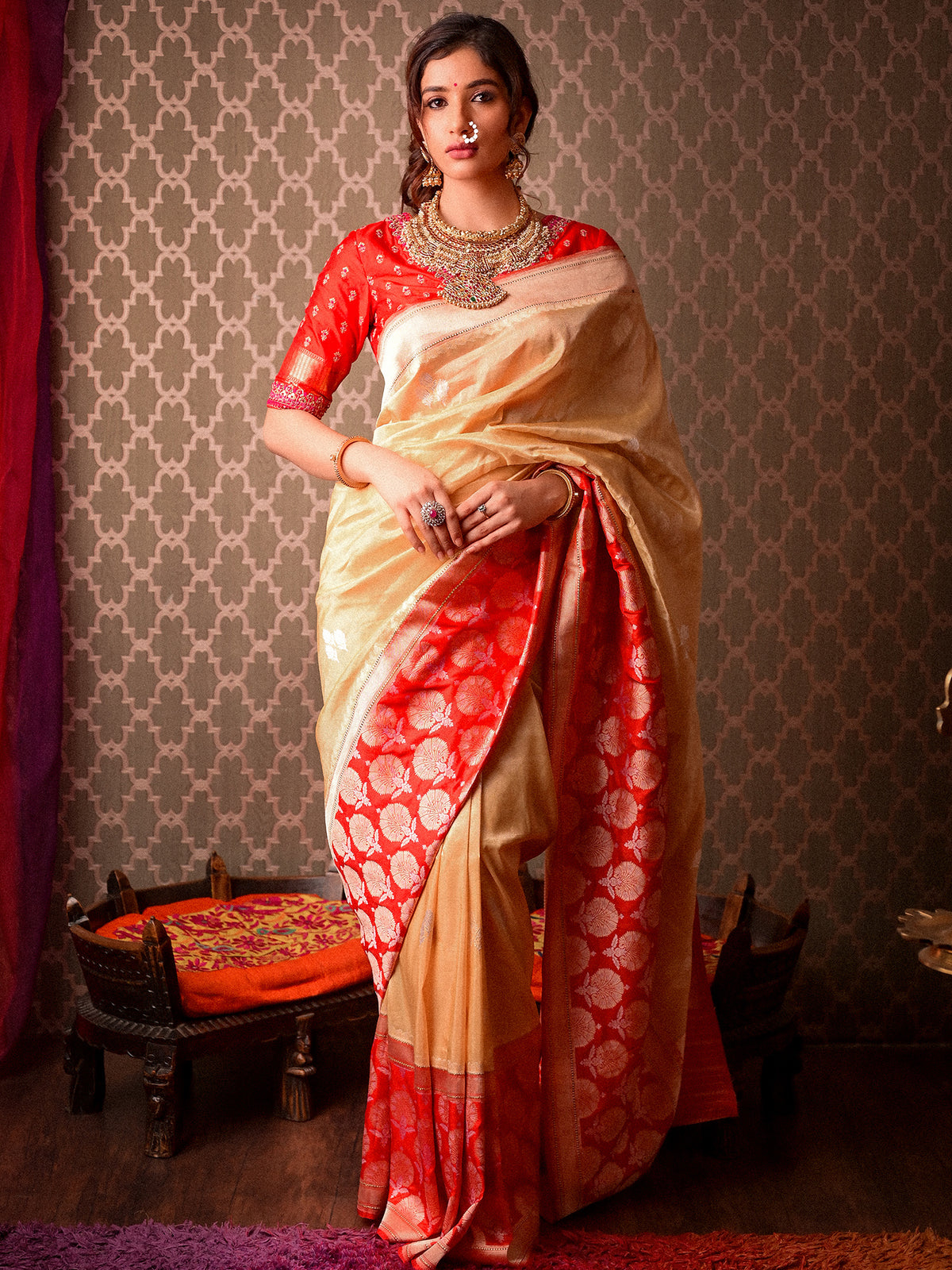 An Alluring Symphony of Gold in a Tissue Banarasi Saree