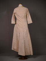 Beige Long Cotton Angrakha Kali Kurti with Pink Dupatta, Pants