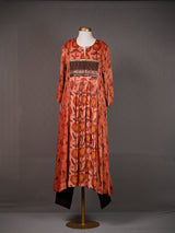 Earthy Mushroom Hued Ajrakh Print Kurti with Kalis and Pants