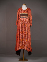 Earthy Mushroom Hued Ajrakh Print Kurti with Kalis and Pants