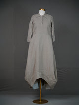 Grey Double Georgette Kurti with High Collar, Asymmetrical Hem