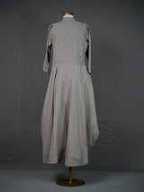 Grey Double Georgette Kurti with High Collar, Asymmetrical Hem