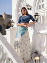 Hand Embroidered Tie and Dye Lehenga with Embroidered Blouse