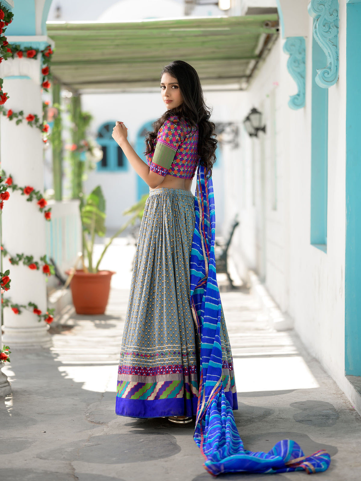 Handwoven Cotton Embroidered Lehenga With Blouse And Dupatta