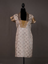 Ivory Chanderi Banarasi Kurti with Golden Panel and Sequin Work