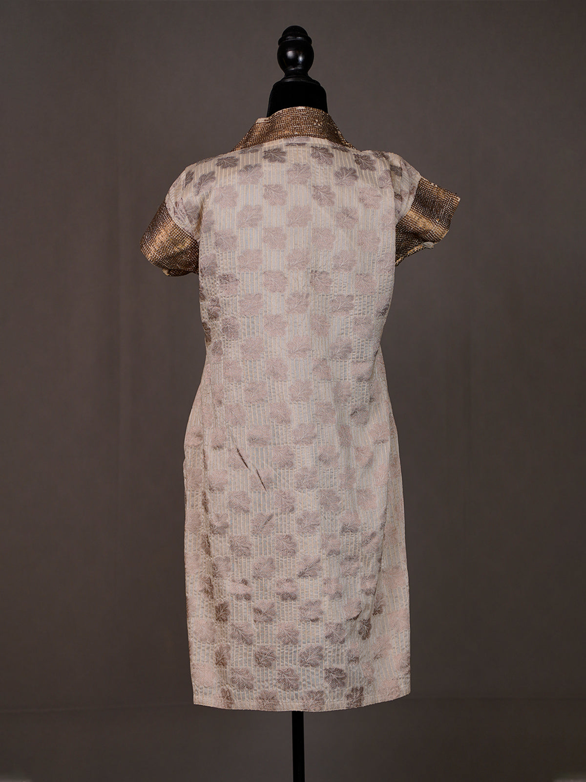 Ivory Chanderi Banarasi Kurti with Golden Panel and Sequin Work
