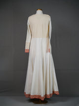 Ivory Kurti-Koti Set with Potli Buttons, Hakoba Yoke, Printed Pants