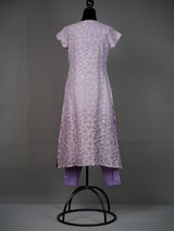 Lavender Handwoven D-Cut Kurti with Stylish Sequins Work and Pants