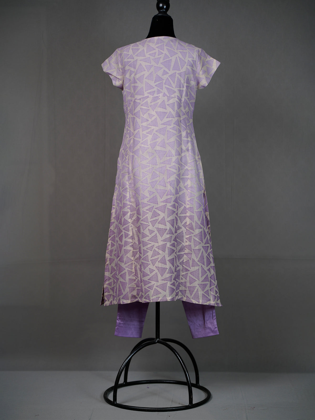 Lavender Handwoven D-Cut Kurti with Stylish Sequins Work and Pants