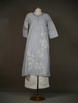 Light Blue Kurti With Applique Work And White Thread Work Pants