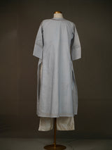 Light Blue Kurti With Applique Work And White Thread Work Pants