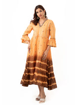 Mul cotton tie and dye dress with sequin embroidery