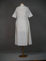Off White Handwoven Cotton Simple A-Line Kurti with Boat Neck
