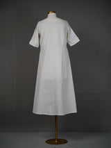 Off White Handwoven Cotton Simple A-Line Kurti with Boat Neck