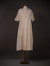 Off White Plain Handwoven Angrakha Style Kurti with Chinese Collar