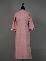 Onion Pink Handwoven Kurti With Kutch Work and Pintuck Bodice