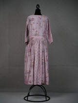 Onion Pink Silk Printed Long Kurti with Lace Border and Pants
