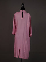 Pink Kurti with Stylish Sequins Motifs on Centre Panel and Polo Neck