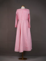 Pink Long Silk Kurti with Colourful Thread Embroidery and Pants