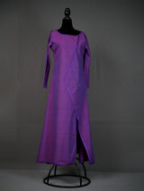 Plain Purple Handwoven Long Kurti with Stylish Cut and Side Slit