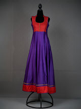 Purple and Orange Chanderi Kali Sleeveless Kurti with Zari Border