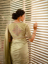 Light Green Banarasi Weave with Zari Border Fit for Royalty