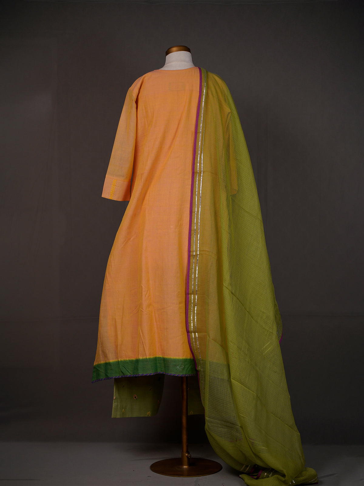 Yellow Kurti with Applique and Thread Work, Dupatta And Pants