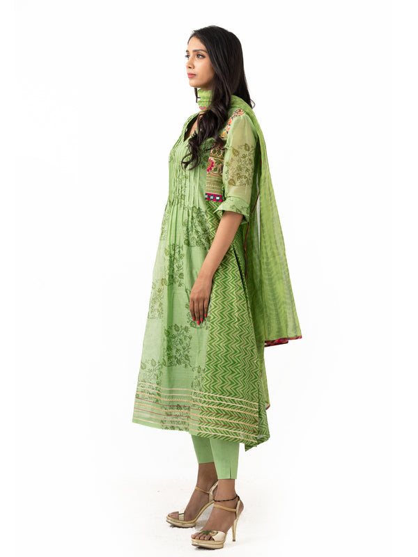 Maheshwari printed cotton top with dupatta and stretchy pants