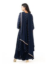 Zari and sequin embroidered top with chiffon dupatta and cut pants