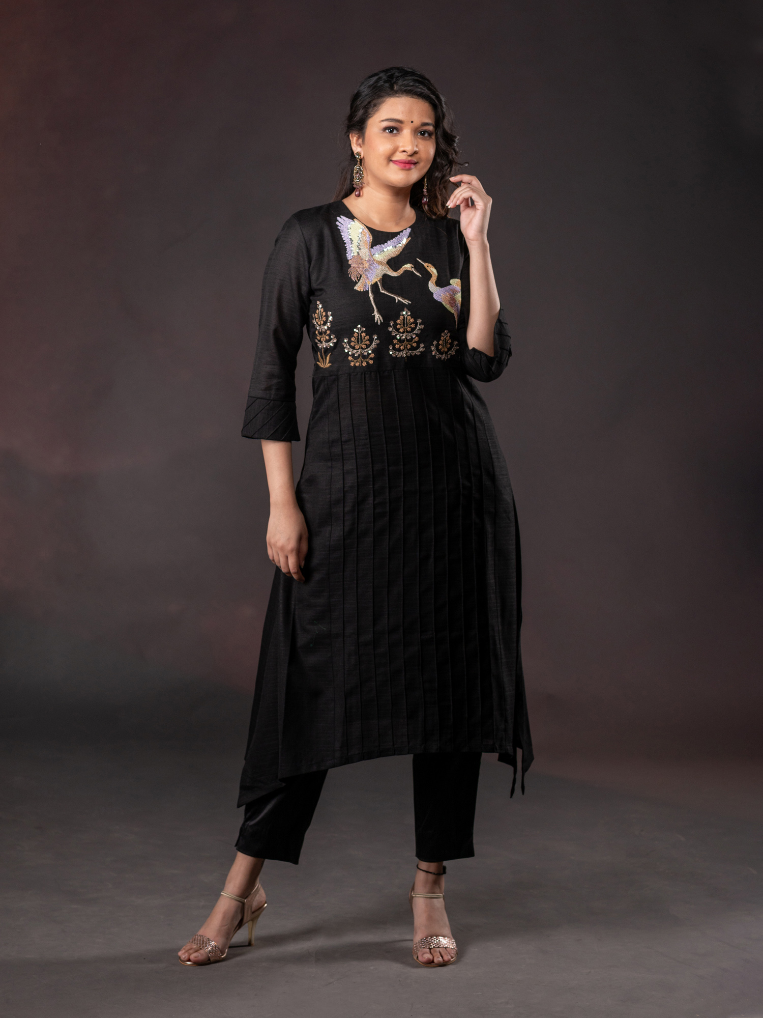 Maroon Cotton Koti Style Kurti with Mustard Printed Pants  Mamatha Tulluri