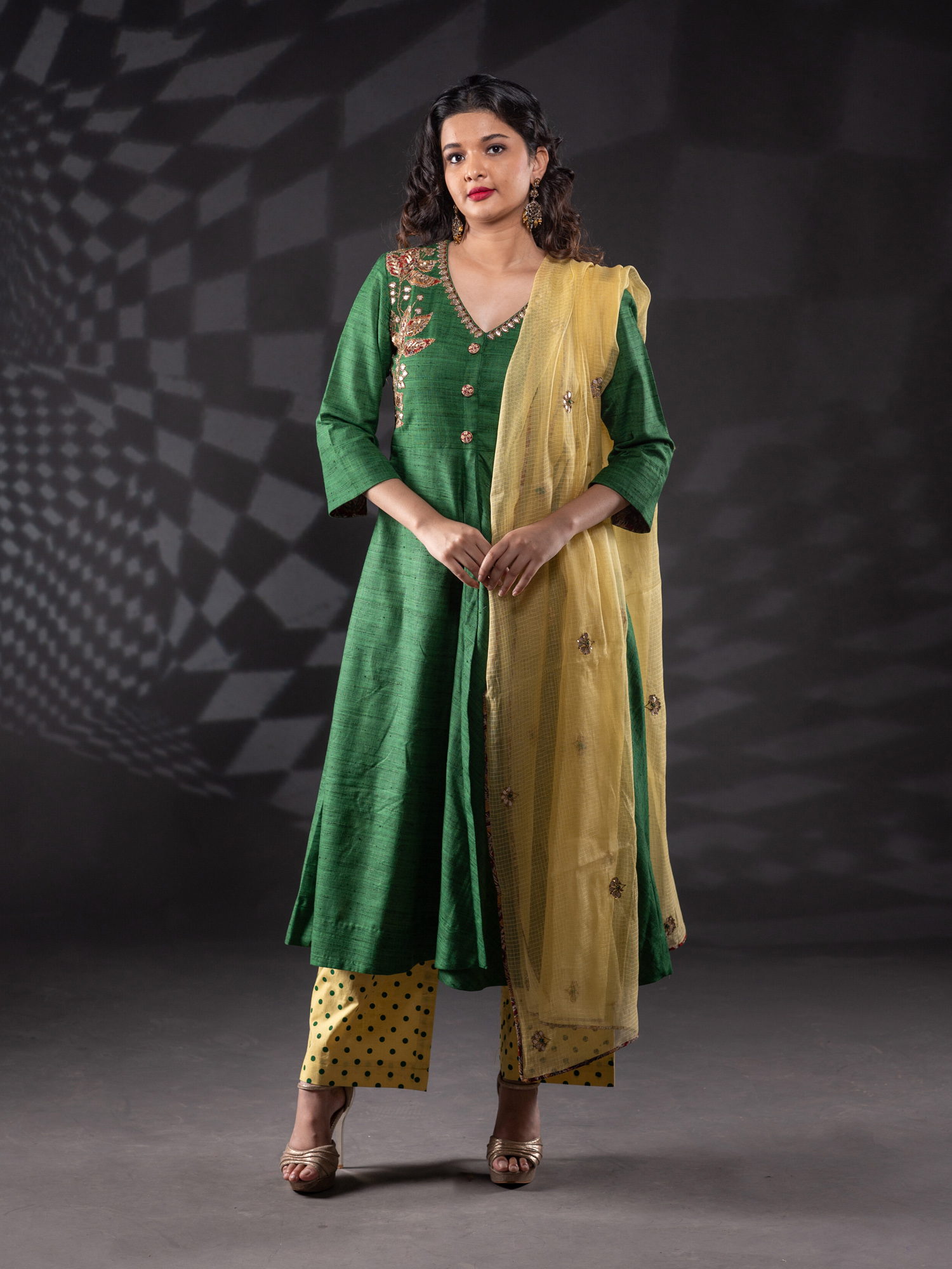 Pink Cotton Chanderi TieNDye Two Piece Kurti Dress  Mamatha Tulluri
