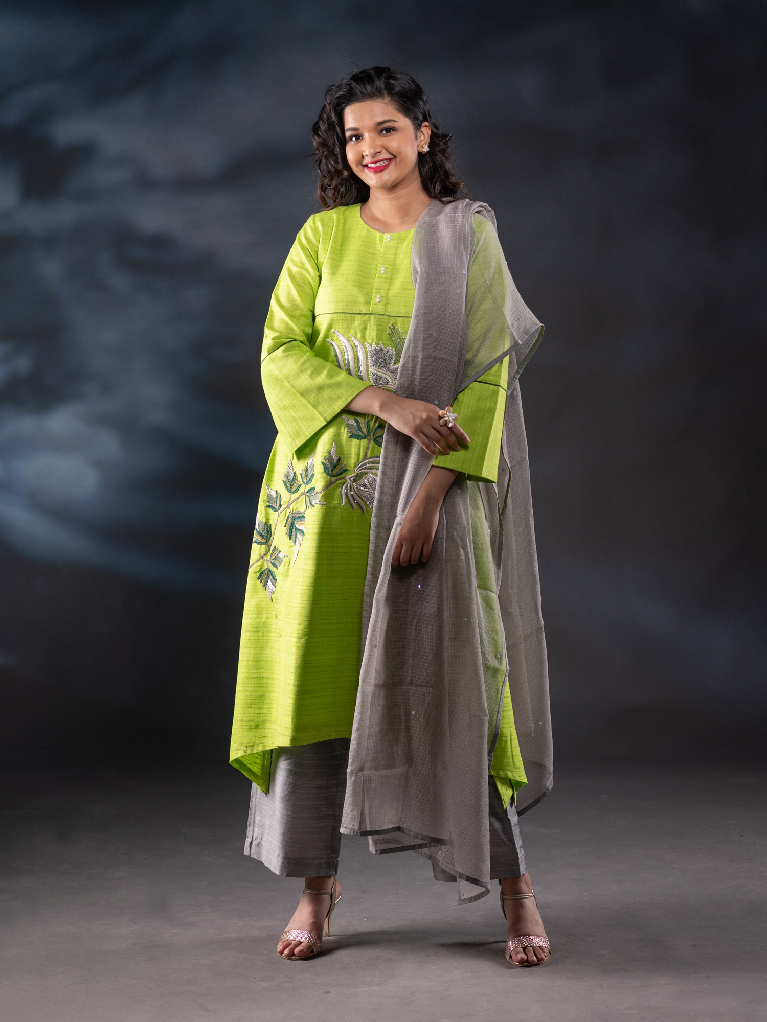 Maheshwari cotton printed dress with dupatta and stretchable pants  Mamatha  Tulluri