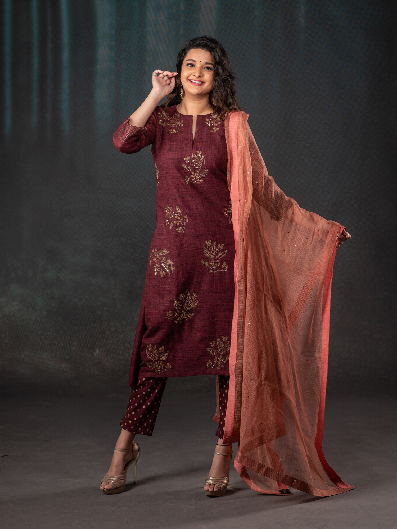 One of the best sellers already. Grab the Maroon velvet kurti with golden  zardozi work. | Instagram