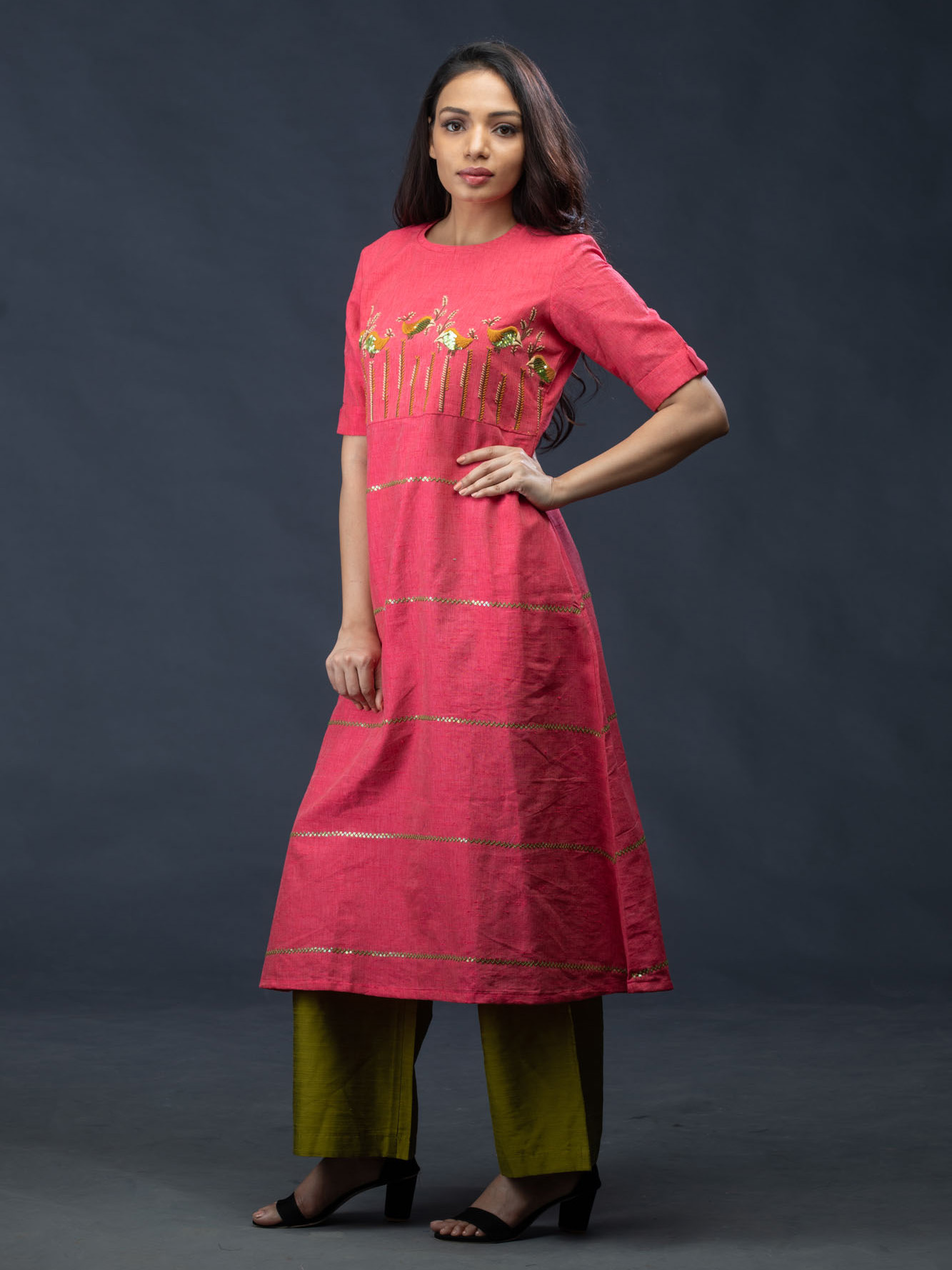 pink kurti with pant