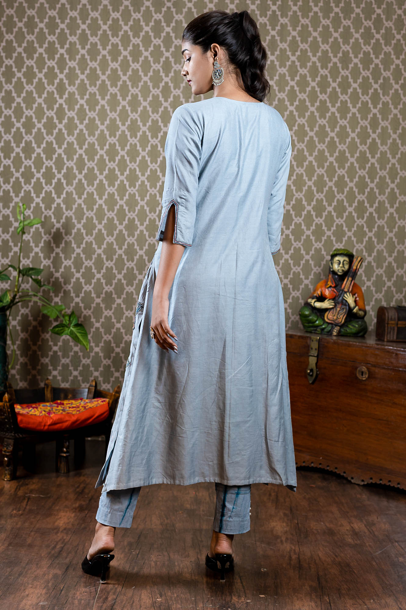 Red Striped Khadi Simple Kurti | eWe