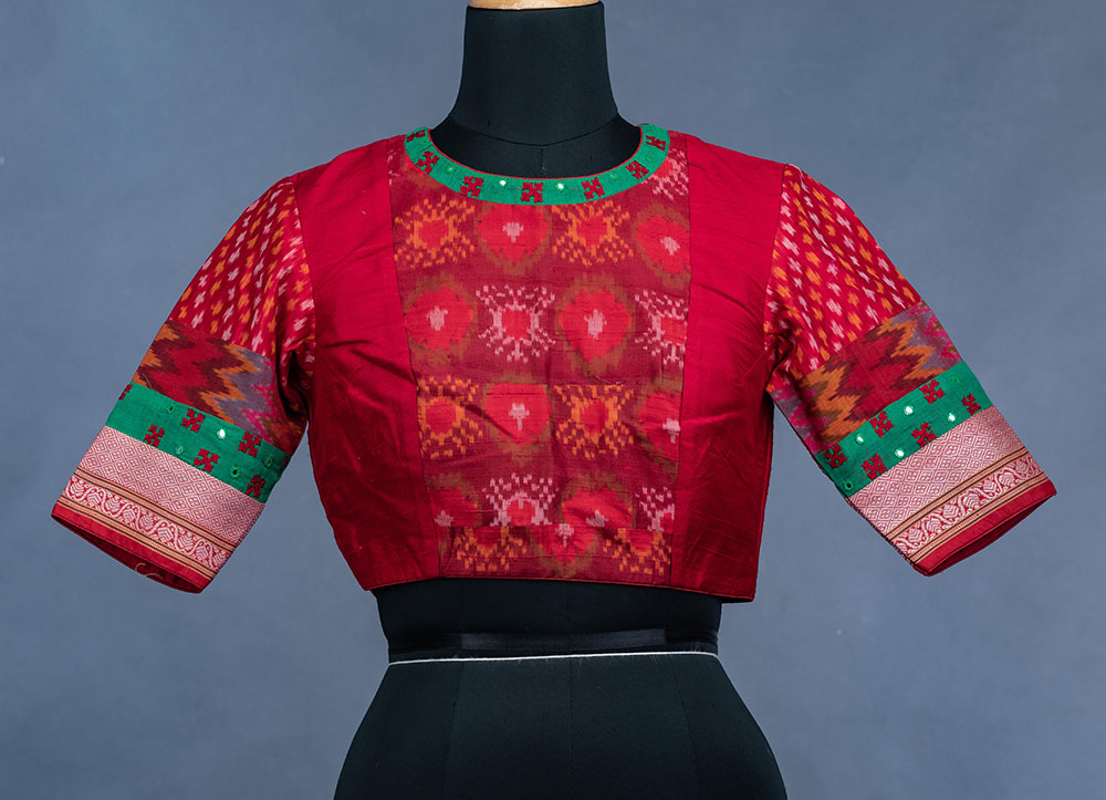 Red Pattern Blouse with Kutch Embroidery | Mamatha Tulluri