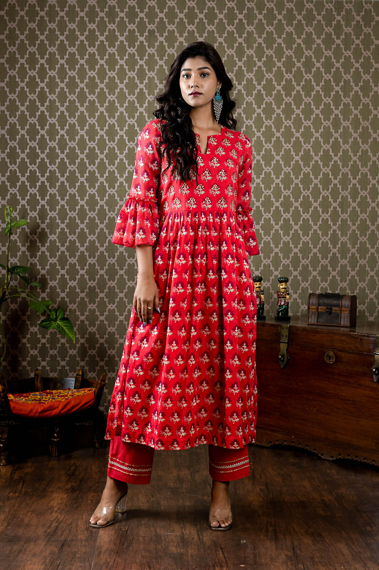 Natural Dyed Kurti with Thread and Sequins Embroidery and Parallel Pants  Mamatha  Tulluri