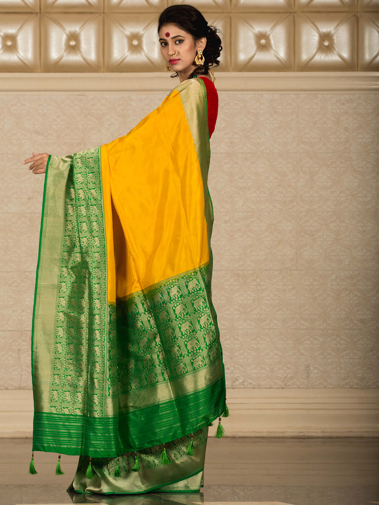 haldi green saree