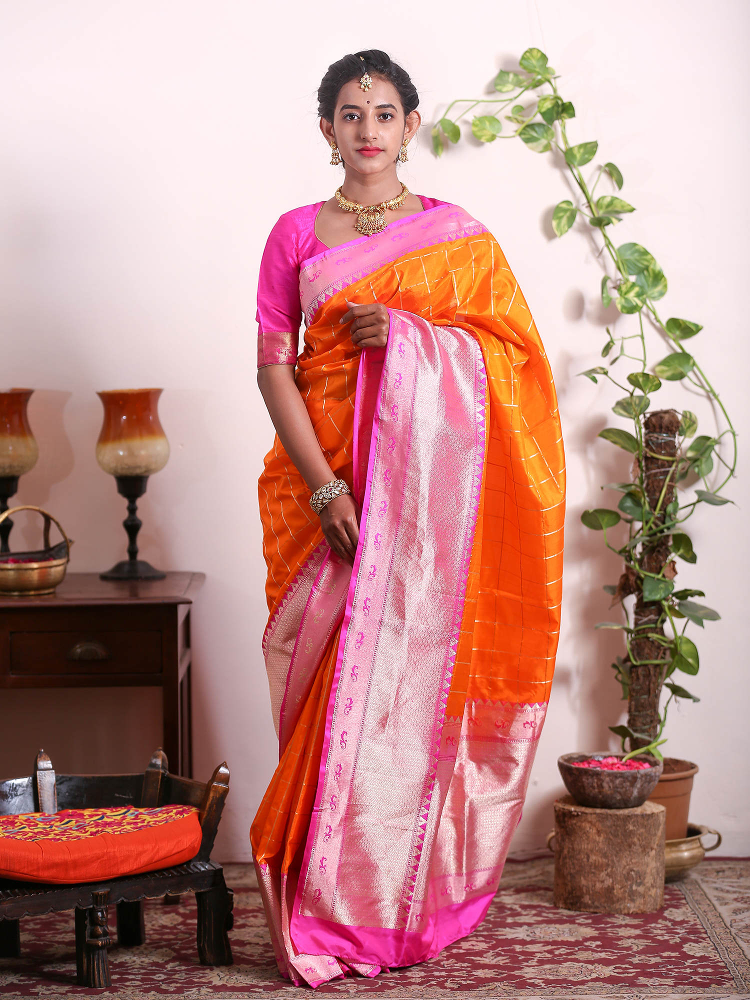 plain banarasi saree with border