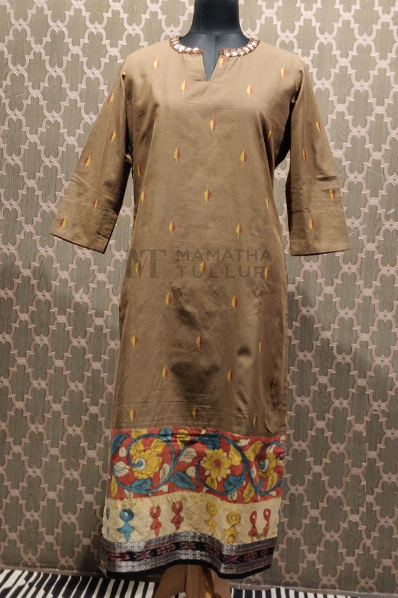 Handloom Top with hand Embroidery at neck