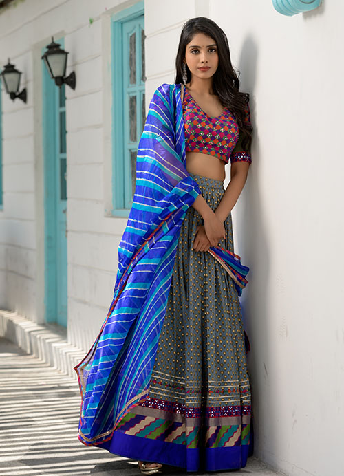 Handwoven Cotton Embroidered Lehenga With Blouse And Dupatta