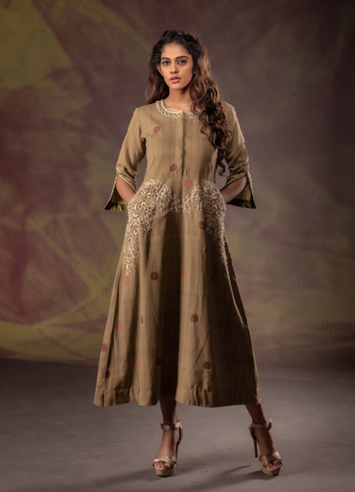 Beautiful Embroidered Khadi-silk Kurtis. | Dress paterns, Clothes for  women, Clothes