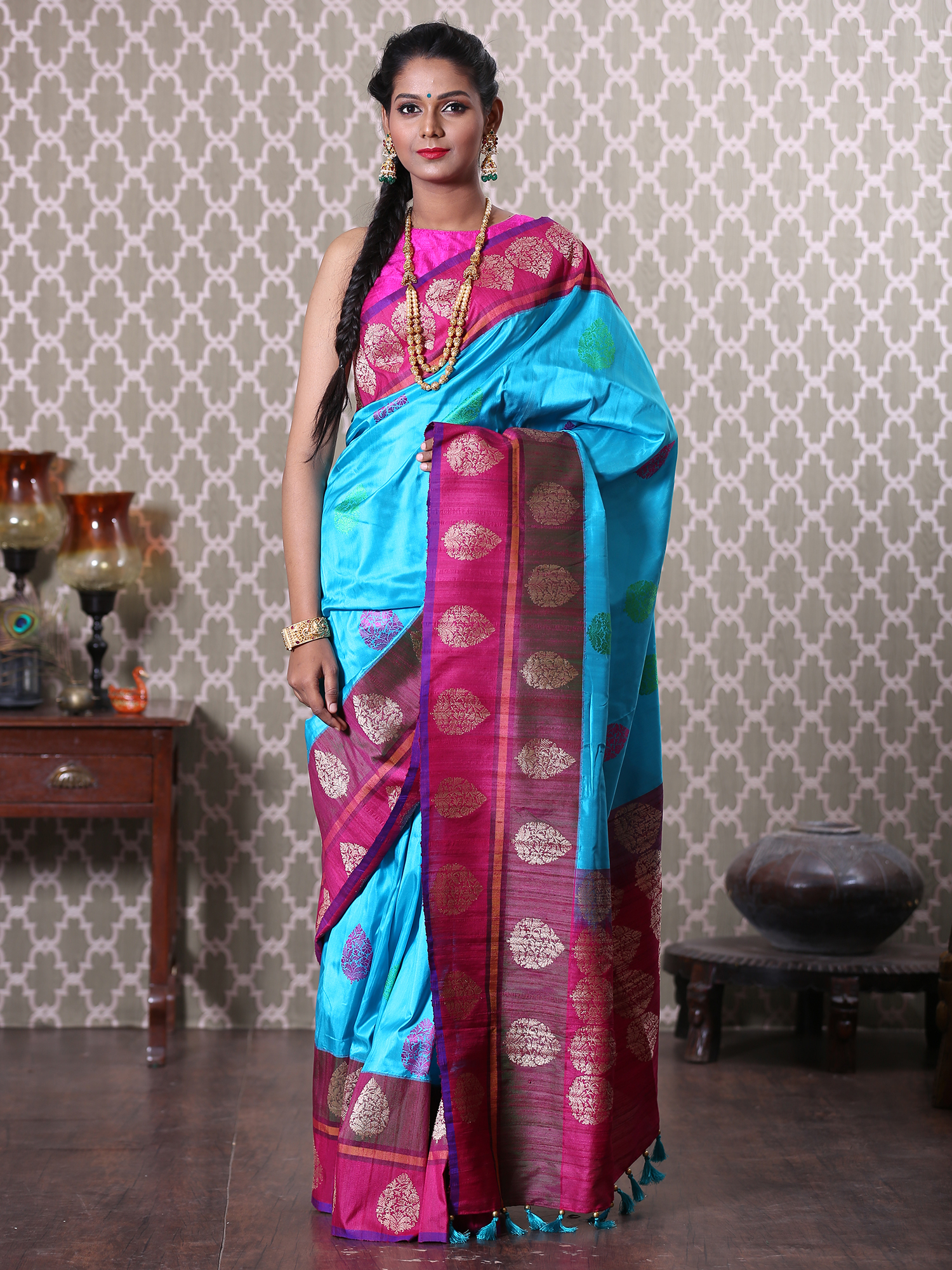 banarasi sarees in blue colour