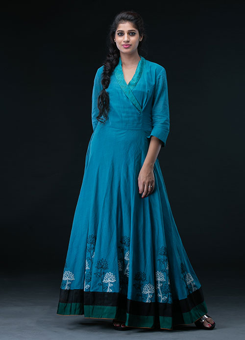 Green Kurti With Kalamkari Patch Work and Hand Embroidery With Kota Dupatta   Mamatha Tulluri